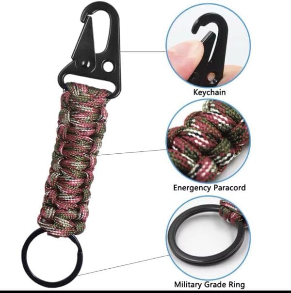 screenshot-24 Handmade Tactical Paracord Keychain with Metal Clip (EDC)