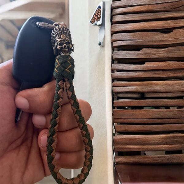 Paracord Keychain with Warrior Skull Bead