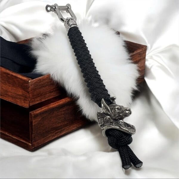 Anubis brass paracord keychain