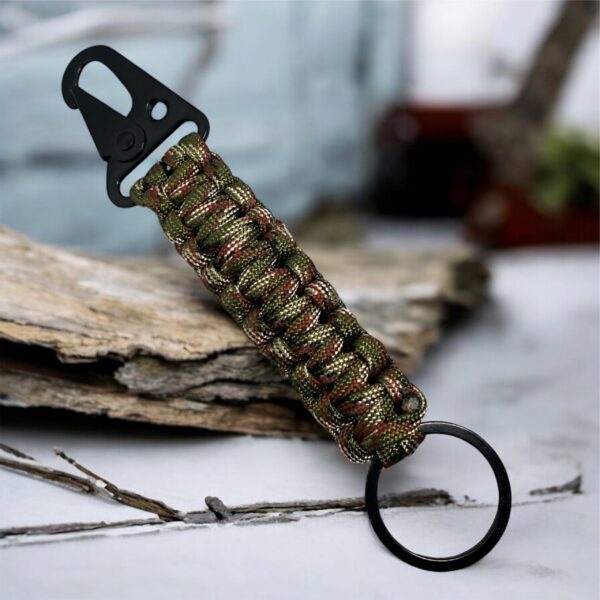 اليدوية التكتيكية Paracord كيشاين مع كليب المعادن (EDC)