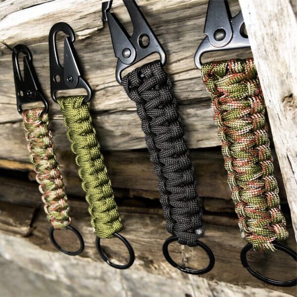 اليدوية التكتيكية Paracord كيشاين مع كليب المعادن (EDC)