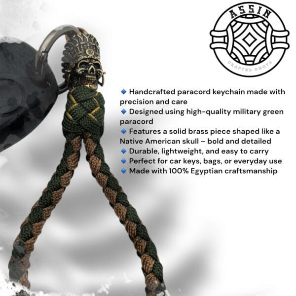 Paracord Keychain with Warrior Skull Bead