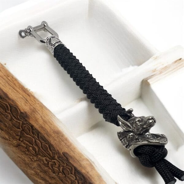 Anubis brass paracord keychain