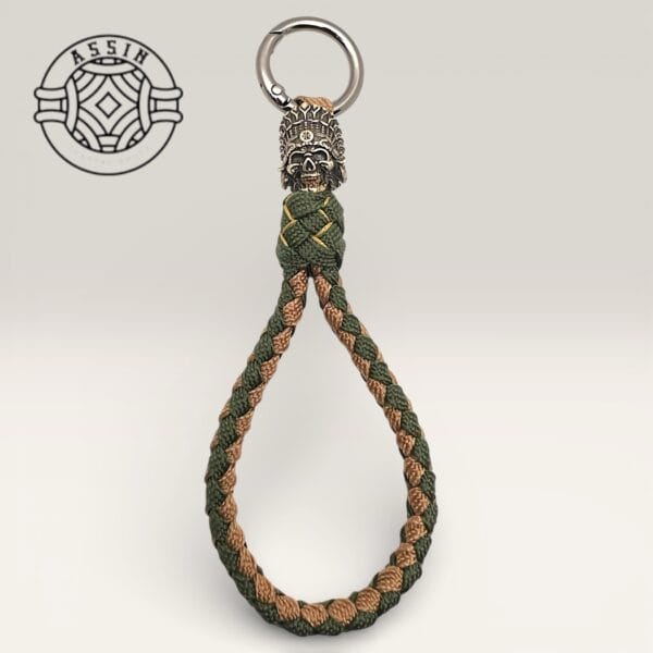 Paracord Keychain with Warrior Skull Bead