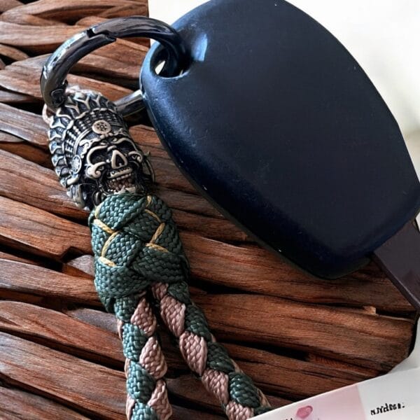 Paracord Keychain with Warrior Skull Bead