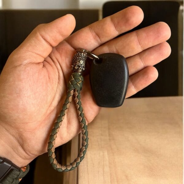 Paracord Keychain with Warrior Skull Bead