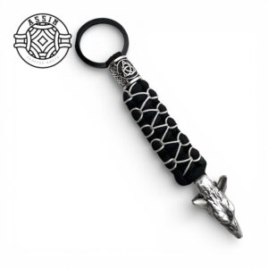🐺 Wolf Skull Paracord Keychain – Silver Edition