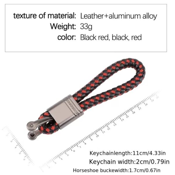 Braided Leather Car Keychain with Horseshoe Buckle