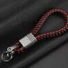 Braided Leather Car Keychain with Horseshoe Buckle