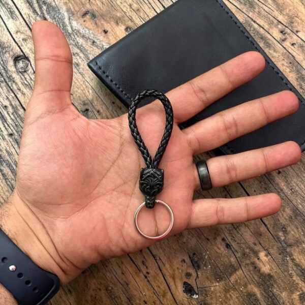 Wolf Head Leather Keychain