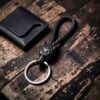 Wolf Head Leather Keychain