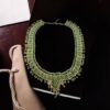 Emerald & Gold Handwoven Beaded Collar Necklace