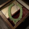 Emerald & Gold Handwoven Beaded Collar Necklace
