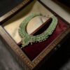 Emerald & Gold Handwoven Beaded Collar Necklace