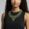 Emerald & Gold Handwoven Beaded Collar Necklace
