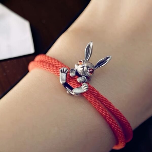 Rabbit Charm Red Paracord Bracelet