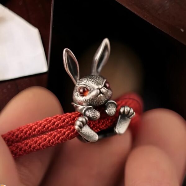 Rabbit Charm Red Paracord Bracelet