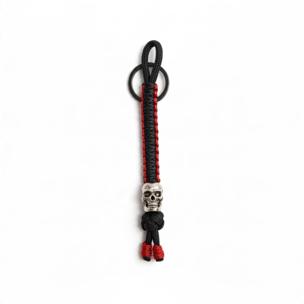 Skull Paracord Keychain - Black & Red