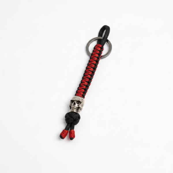 Skull Paracord Keychain - Black & Red